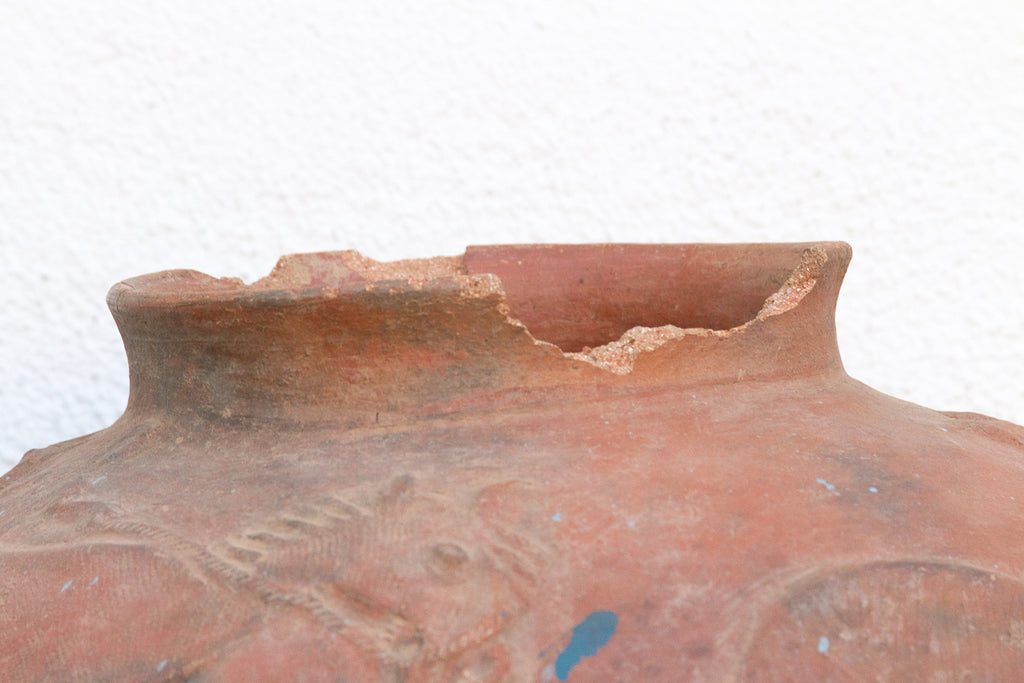 Rare Oversize Clay Vessel w/ Horse Relief (Trade)