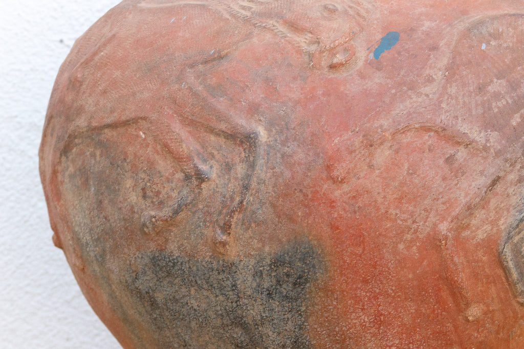 Rare Oversize Clay Vessel w/ Horse Relief (Trade)