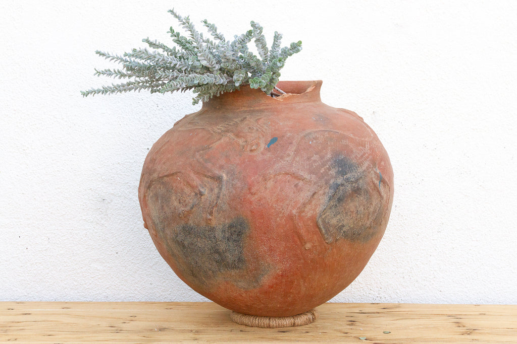 Rare Oversize Clay Vessel w/ Horse Relief (Trade)