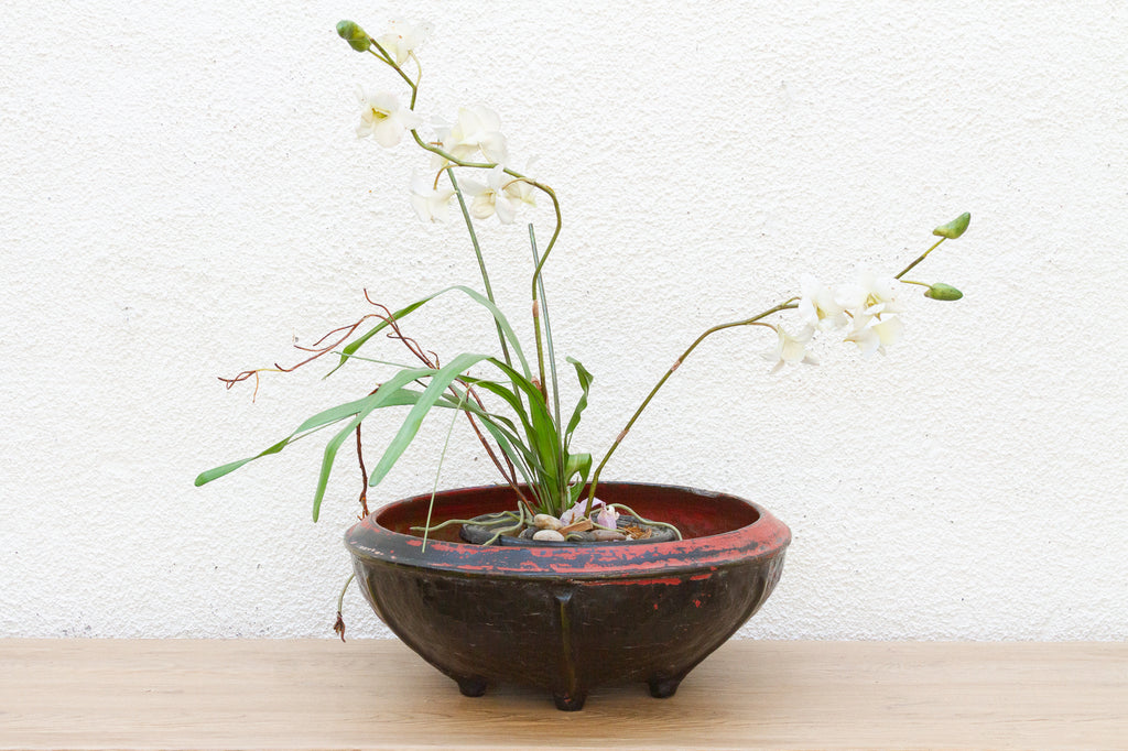 A Finely Woven Black & Red Burmese Basket