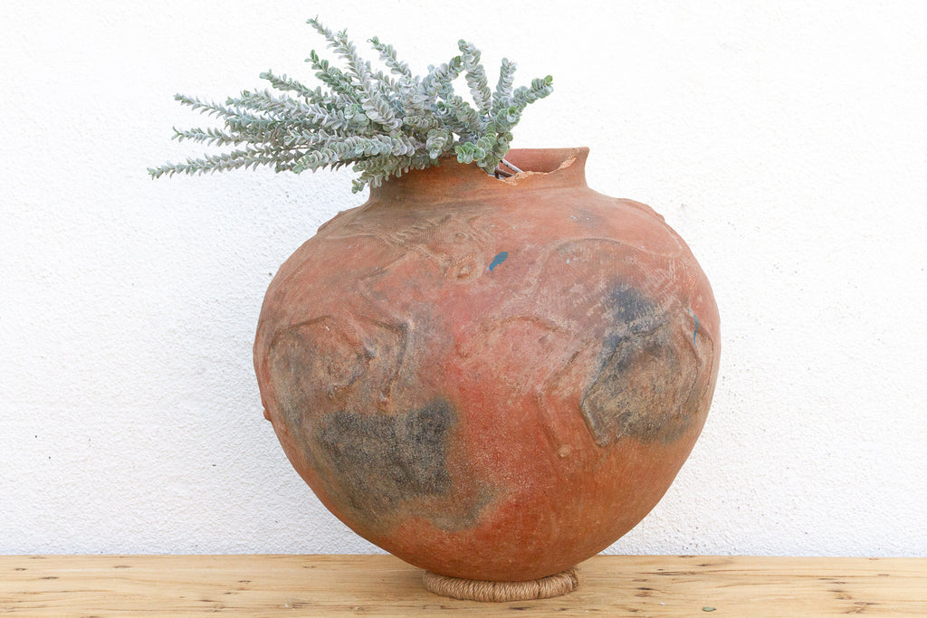 Rare Oversize Clay Vessel w/ Horse Relief (Trade)