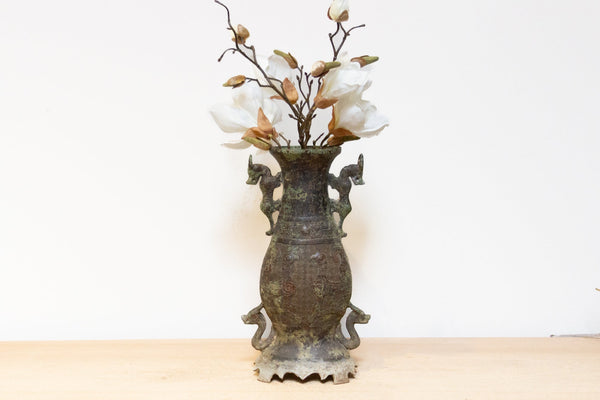 Antique Verdigris Chinese Bronze Vase (Trade)