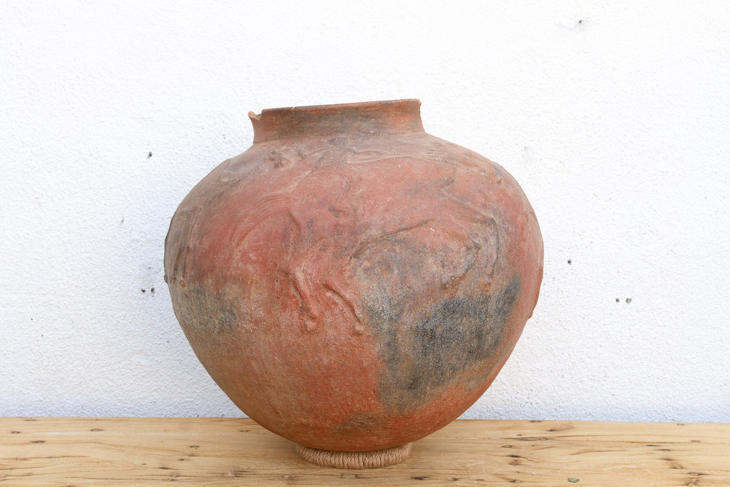 Rare Oversize Clay Vessel w/ Horse Relief (Trade)