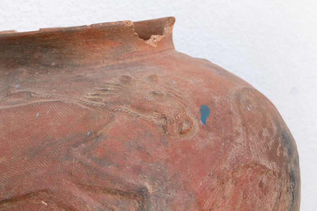 Rare Oversize Clay Vessel w/ Horse Relief (Trade)