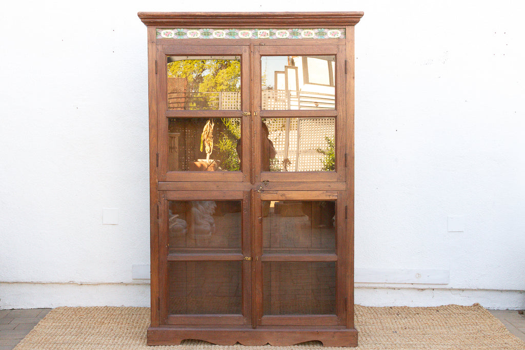Large British Colonial Glass Display Cabinet (Trade)