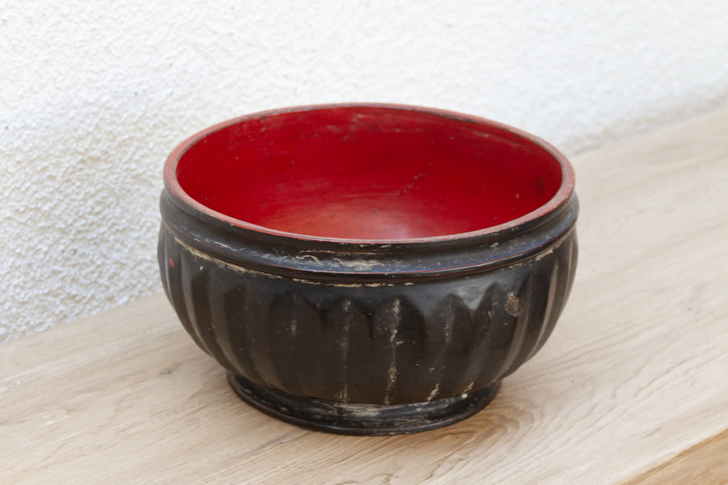 Antique Black & Red Sculptural Burmese Vessel (Trade)