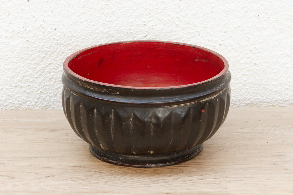 Antique Black & Red Sculptural Burmese Vessel (Trade)