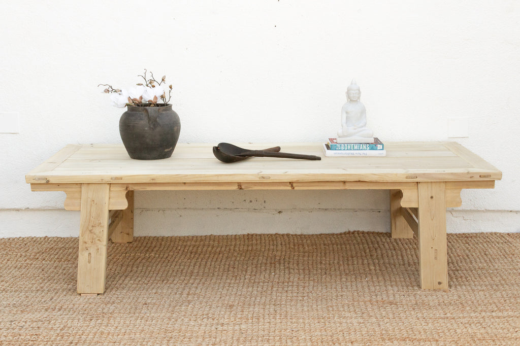 Large Bleached Wood Ming Dynasty Style Coffee Table