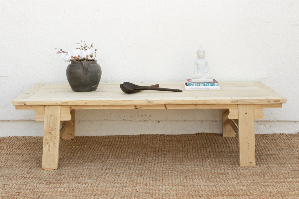 Large Bleached Wood Ming Dynasty Style Coffee Table