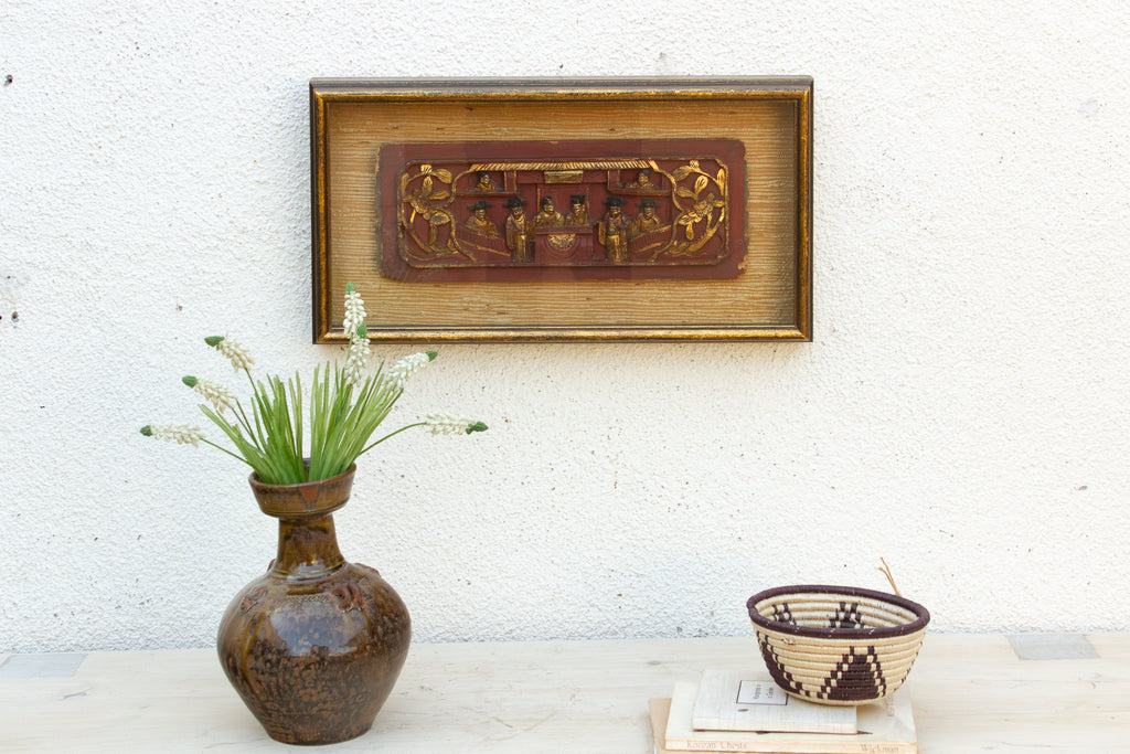 Framed Antique Chinese Frieze Carving