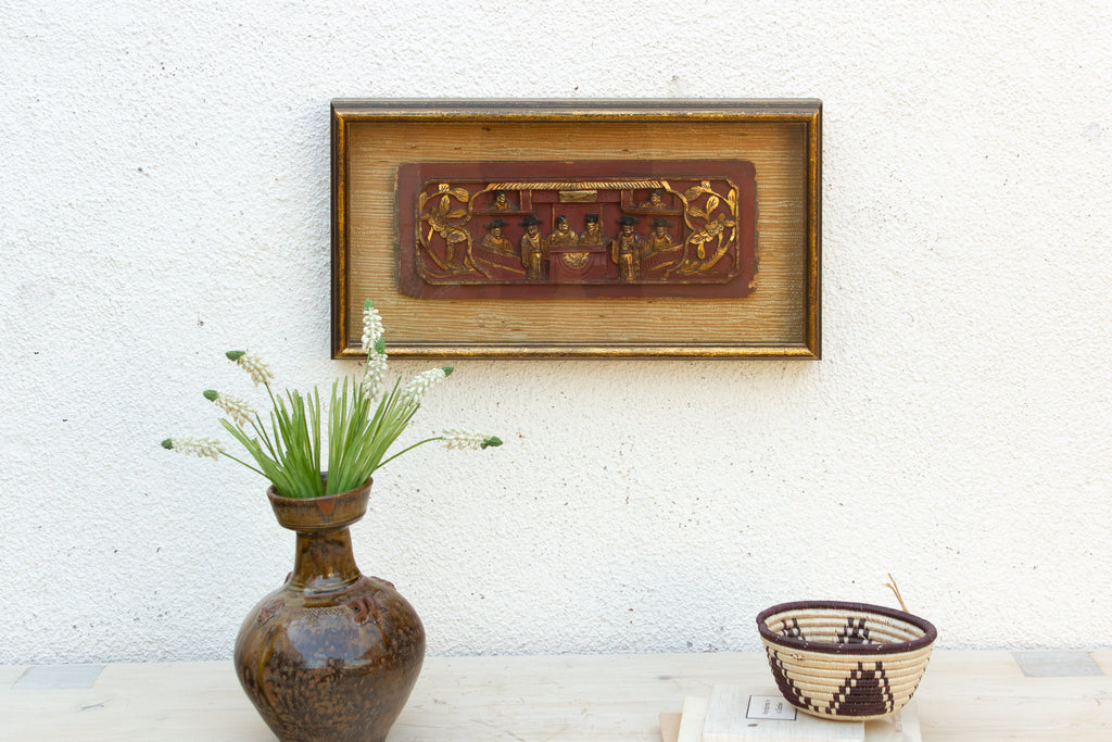 Framed Antique Chinese Frieze Carving