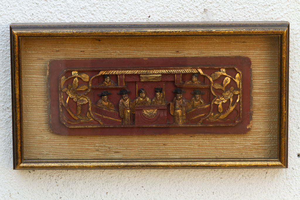 Framed Antique Chinese Frieze Carving