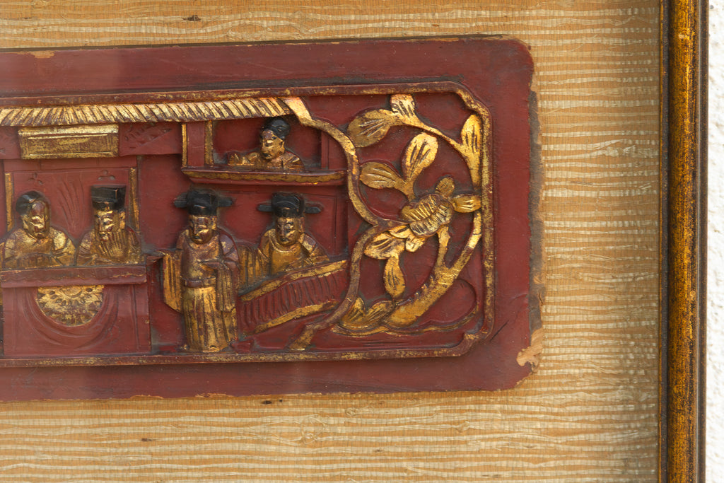 Framed Antique Chinese Frieze Carving