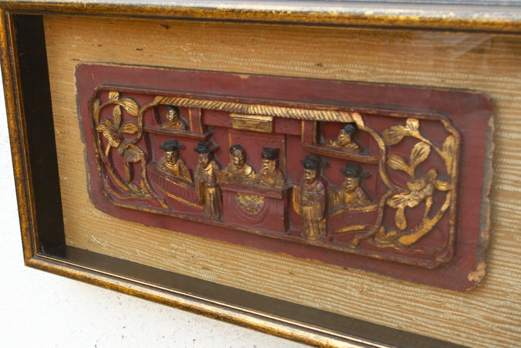 Framed Antique Chinese Frieze Carving