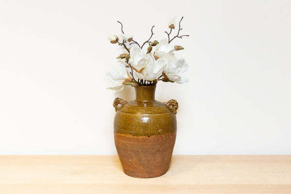 Tall Vintage Brown Stoneware Vase (Trade)