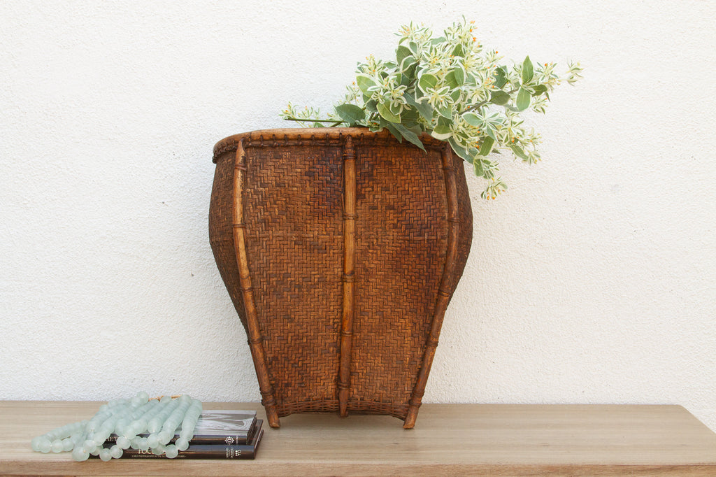 Antique Tall Southeast Asian Woven Basket