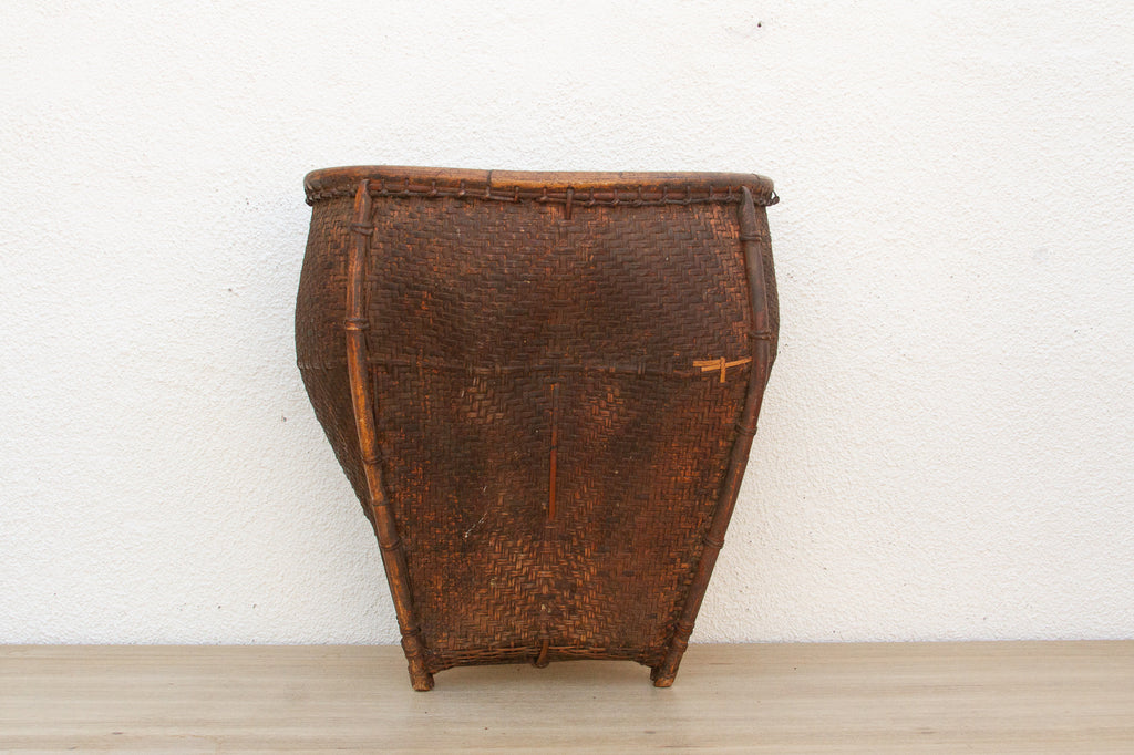 Antique Tall Southeast Asian Woven Basket
