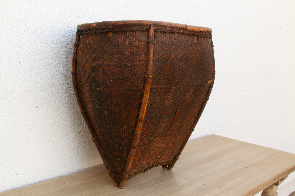 Antique Tall Southeast Asian Woven Basket