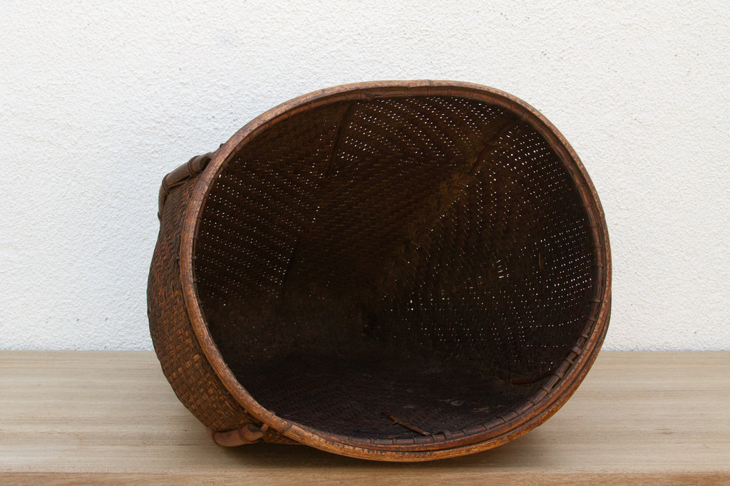 Antique Tall Southeast Asian Woven Basket