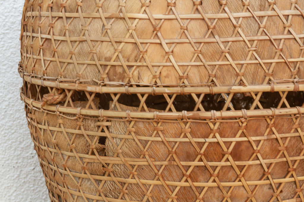 Antique Handwoven Large Carrying Pouch Basket