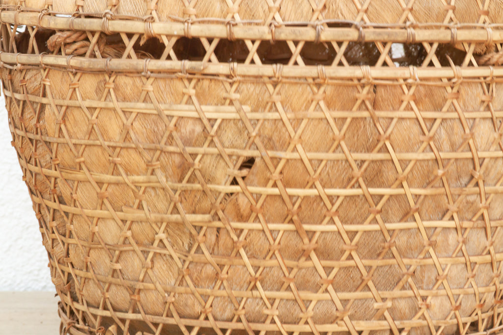Antique Handwoven Large Carrying Pouch Basket
