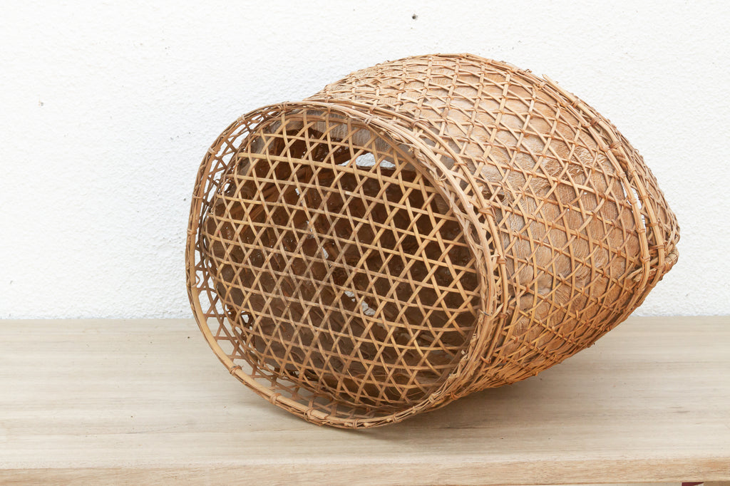 Antique Handwoven Large Carrying Pouch Basket