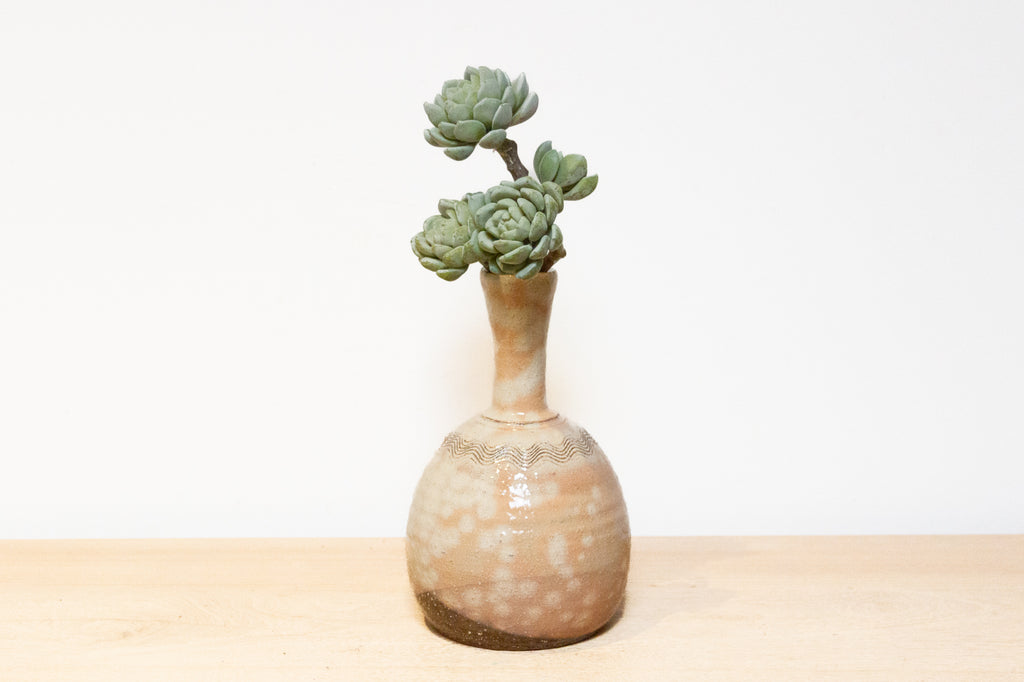 Vintage Japanese Glazed Clay Bottle