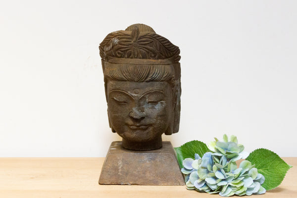 Mounted Carved Stone Buddha Head