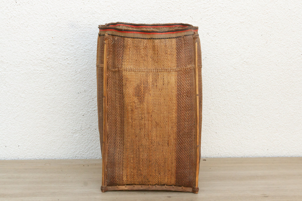 Tall Handwoven Antique Rice Storage Basket