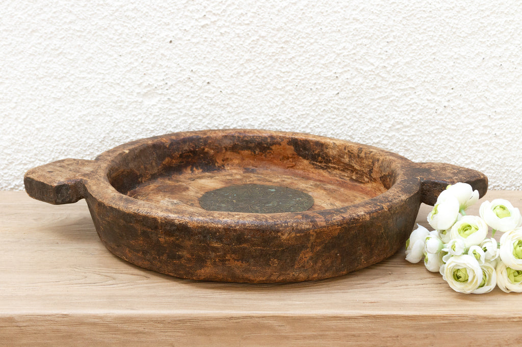 Vintage Rustic Kashmiri Wooden Bowl