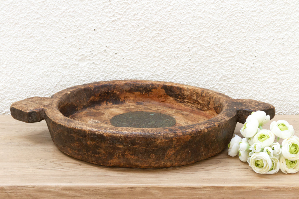 Vintage Rustic Kashmiri Wooden Bowl