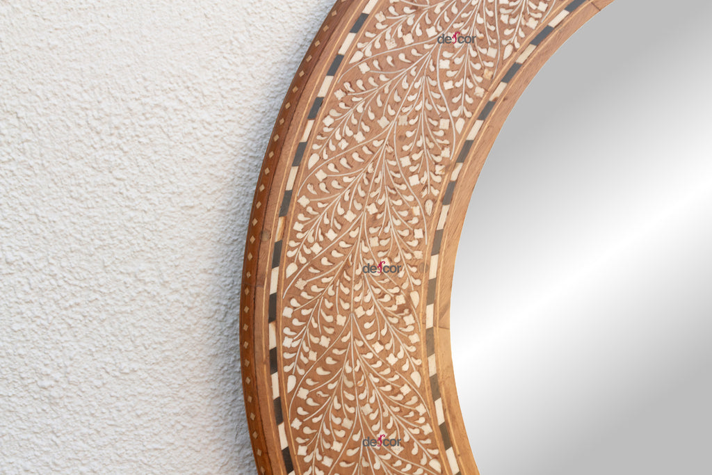 Finely Fern Leaf Inlay Round Mirror