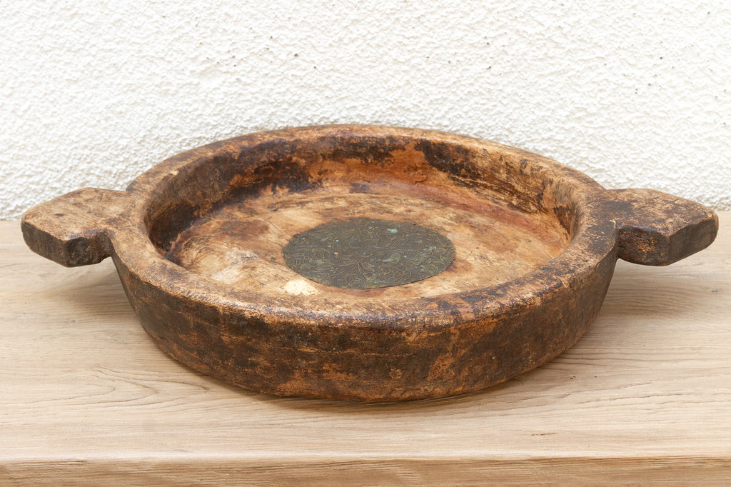 Vintage Rustic Kashmiri Wooden Bowl