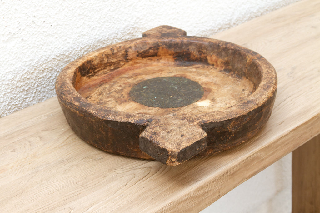 Vintage Rustic Kashmiri Wooden Bowl