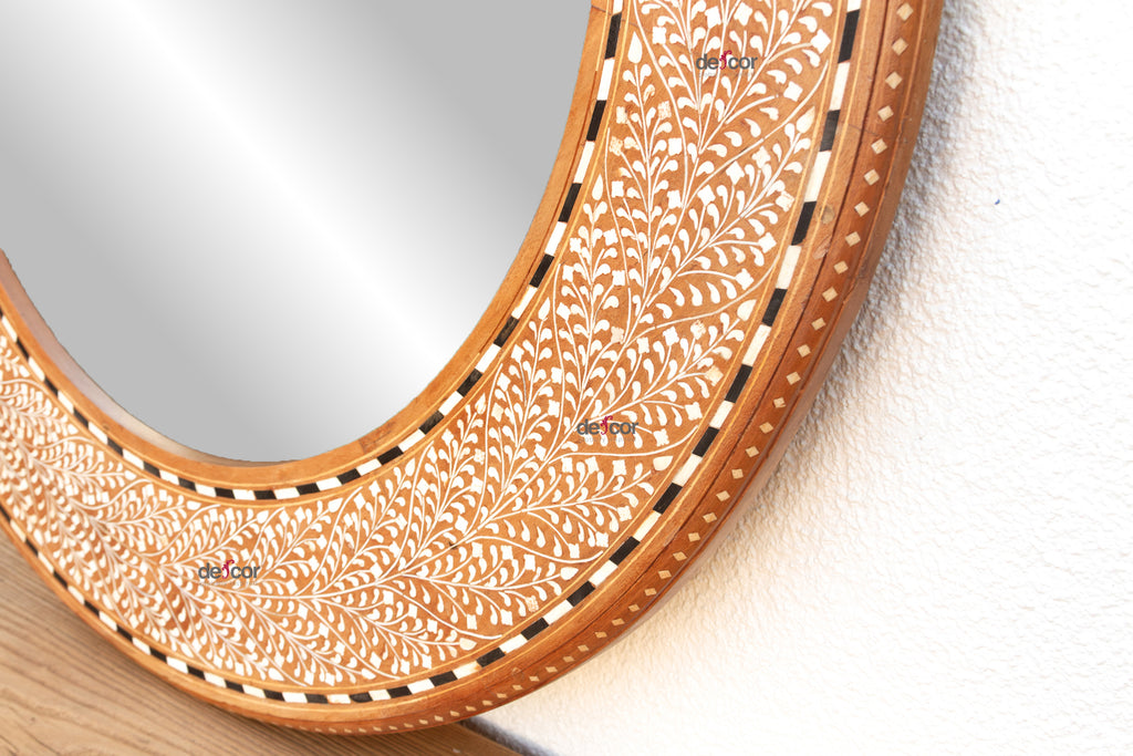Finely Fern Leaf Inlay Round Mirror