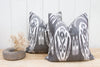 Pair of Charcoal & White Ikat Silk Pillows