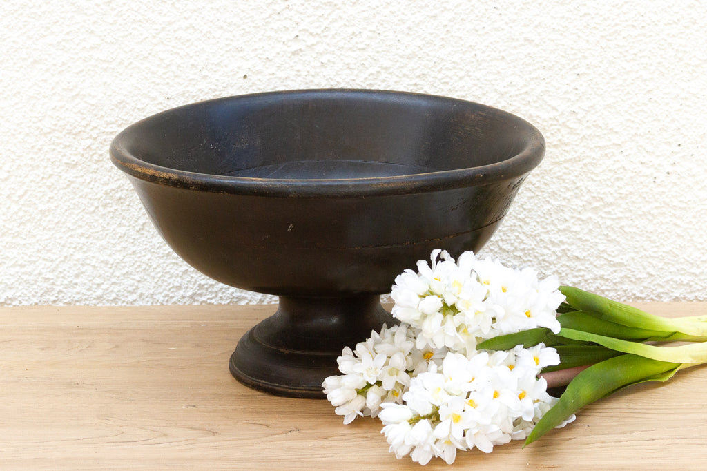 Vintage African Wood Pedestal Bowl