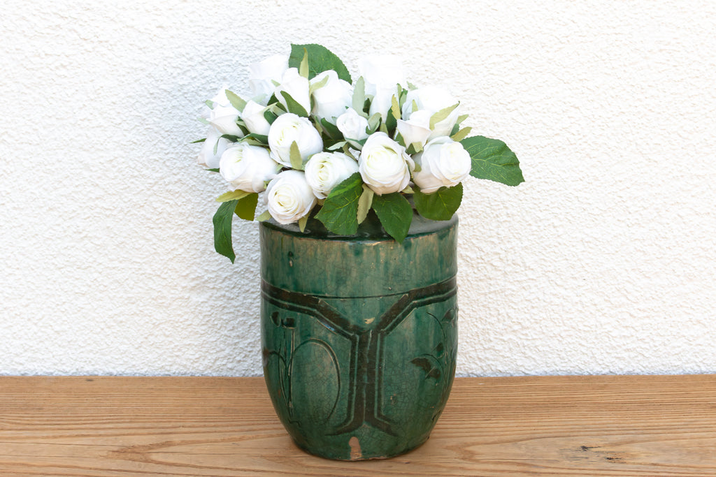 Emerald Green & Black Glaze Pot