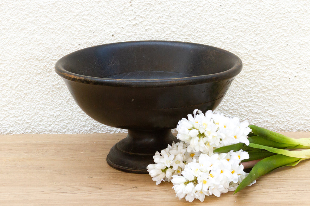 Vintage African Wood Pedestal Bowl