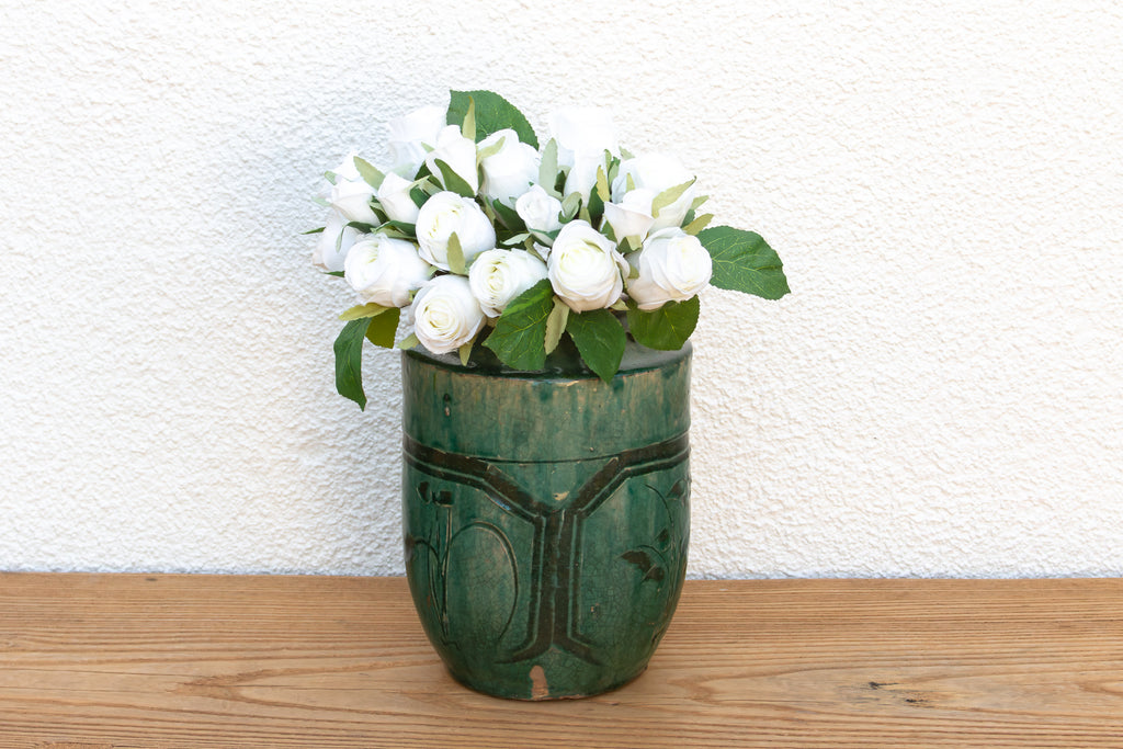 Emerald Green & Black Glaze Pot