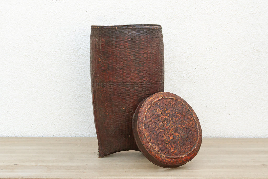 Early 20th Century Finely Woven Lidded Basket