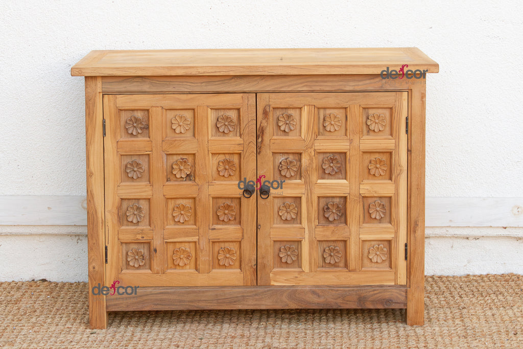 Carved Floral Lotus Buffet Cabinet (Trade)