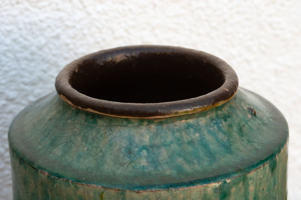 Emerald Green & Black Glaze Pot