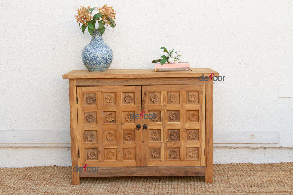Carved Floral Lotus Buffet Cabinet (Trade)