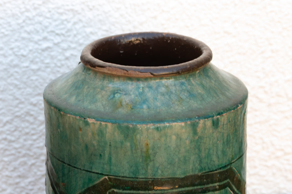 Emerald Green & Black Glaze Pot