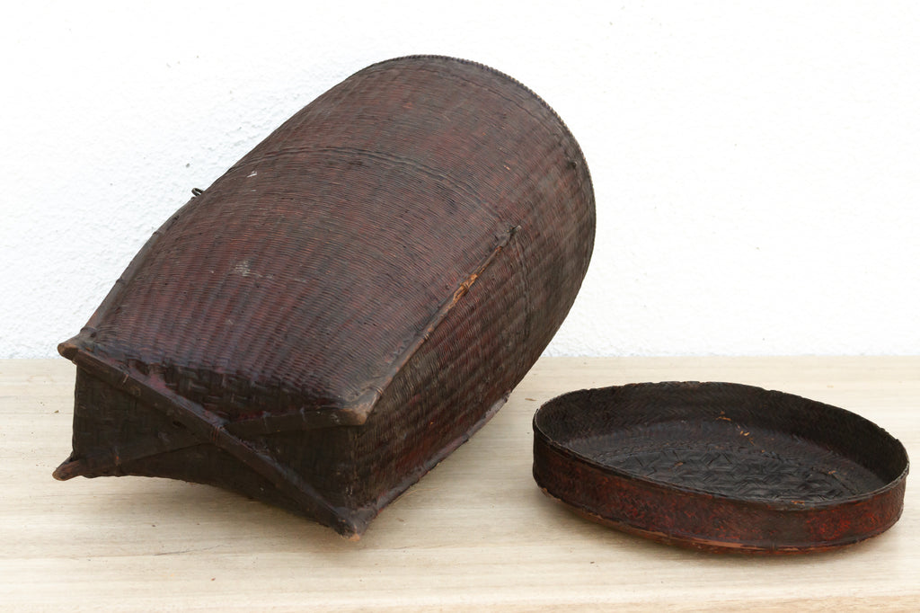 Early 20th Century Finely Woven Lidded Basket