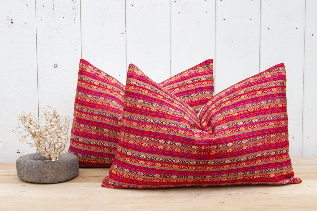 Pair of Mansehra Wedding Silk Shawl Pillow