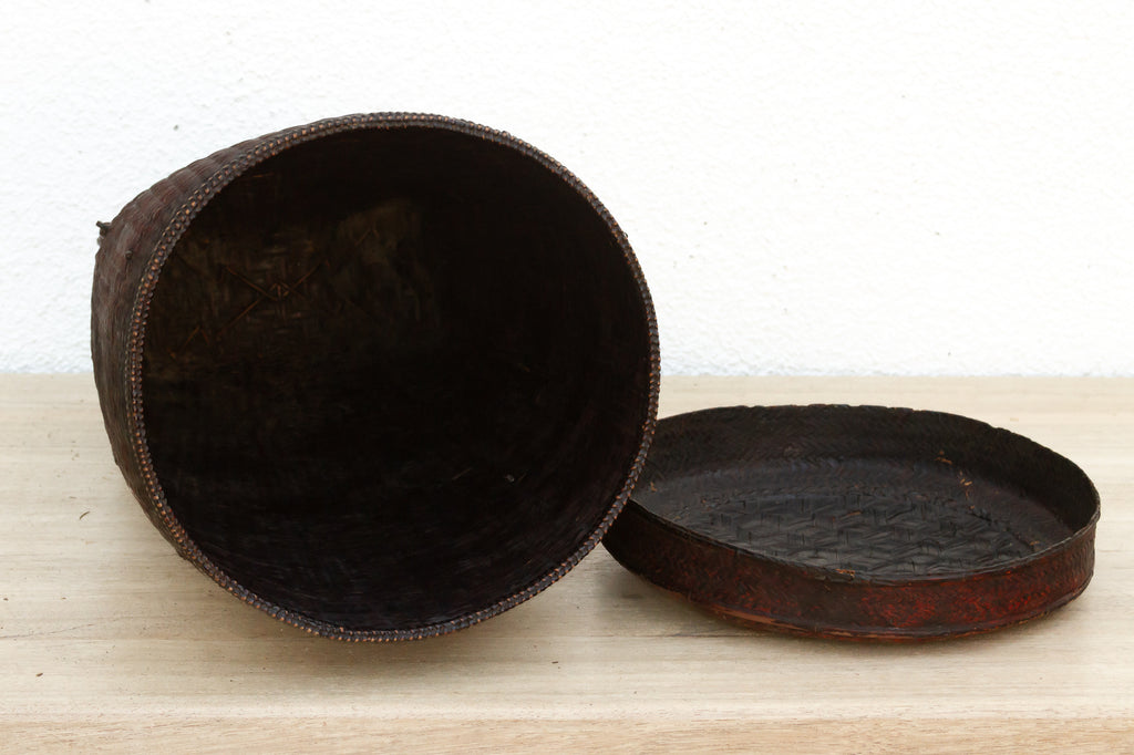Early 20th Century Finely Woven Lidded Basket