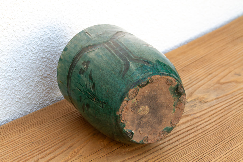 Emerald Green & Black Glaze Pot
