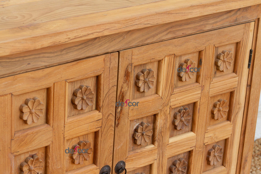 Carved Floral Lotus Buffet Cabinet (Trade)